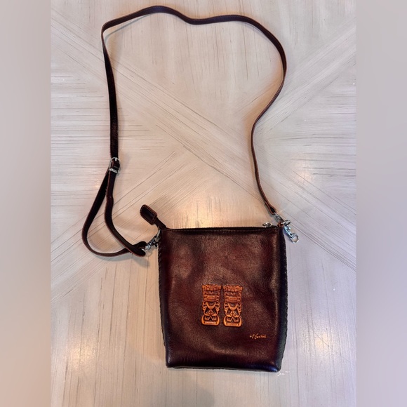 Hawaii Leather Cross Body Shoulder/Crossbody Bag – Brown Handmade Island Leather - Picture 4 of 16